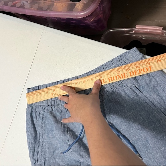 Athleta Retreat Linen Wide Leg Pants Chambray Blue Size 8 R2 - Picture 4 of 8